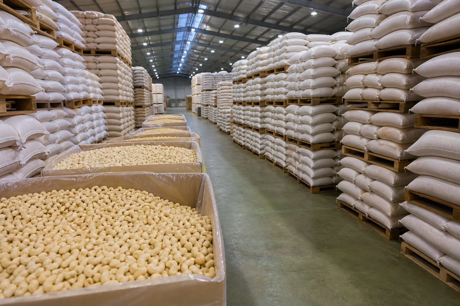 Bulk wholesale cashew supply warehouse